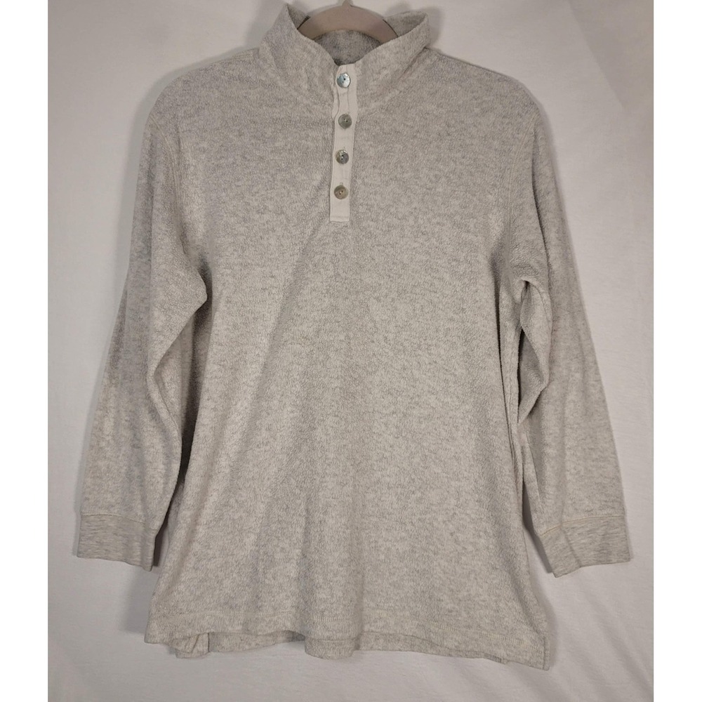 Soft Surroundings‎ Sweater Womens Petite Medium Gray Henley Long Sleeve Tunic